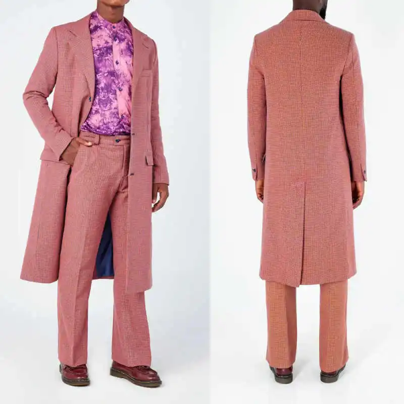 

Classic Plaid Men Overcoat 2 Pieces Blazer Pants Single-breasted Notch Lapel Special Occasion Customized trajes para hombre