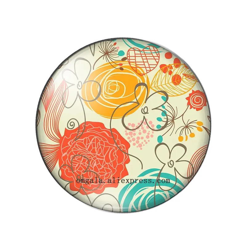 Fashion Spring Flowers Art Drawings Patterns 12mm/16mm/18mm/20mm/25mm Round photo glass cabochon demo flat back Making findings