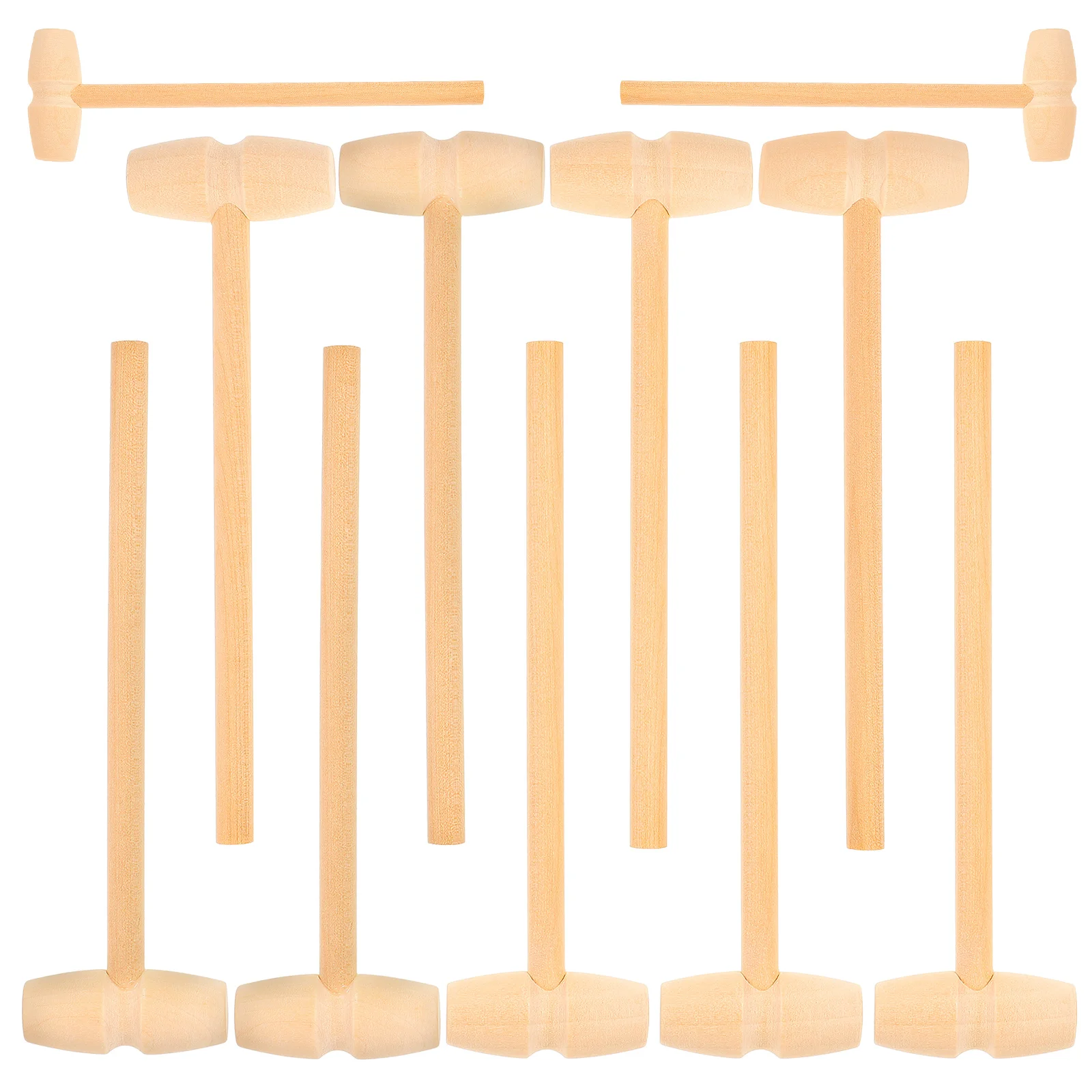 12pcs Kid Wood Mallet Toy Mini Hammer Child Solid Wood Mallet Wood Hammer Toy (Style 1) Funny Mallet Toy