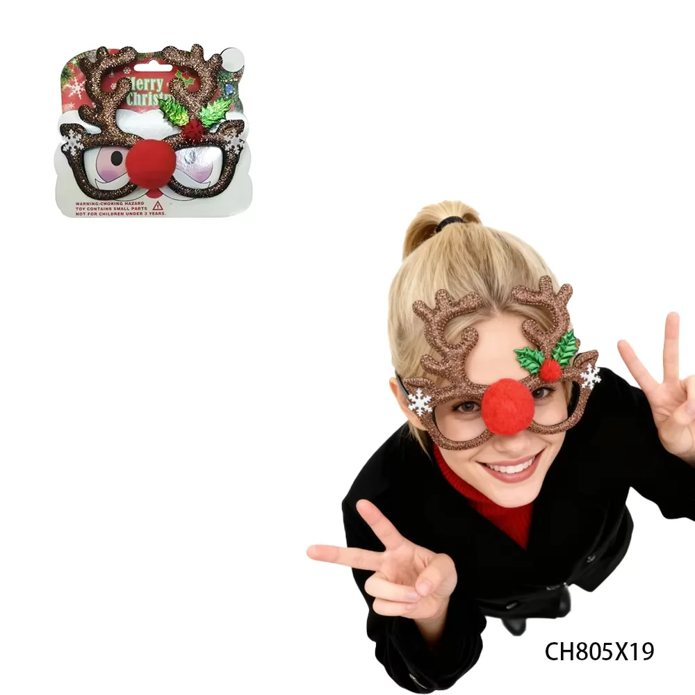 نظارات تنكرية لحفلات عيد الميلاد اللامعة من PESENAR، إكسسوارات زينة عيد الميلاد البلاستيكية الجميلة