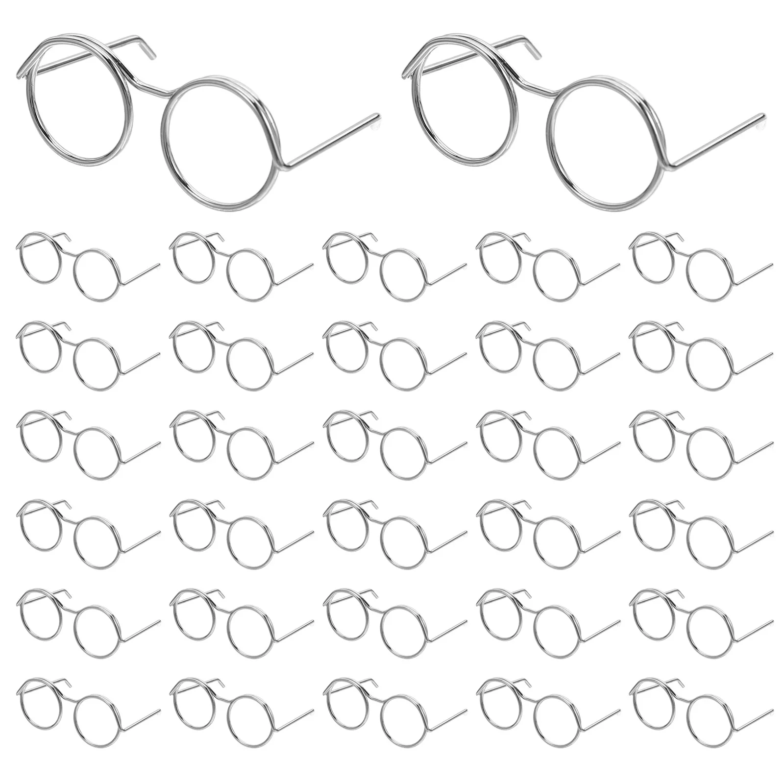 

50Pcs Miniature Glasses Wire Rimmed Tiny Eyeglasses for Dollhouse DIY Crafts Realistic Decorative Accents Creative Family