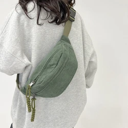 Women Waist Pack Large Capacity Corduroy Fanny Pack Street Style Chest Bag Fashion Shoulder Crossbody Bags Casual Waist Belt Bag