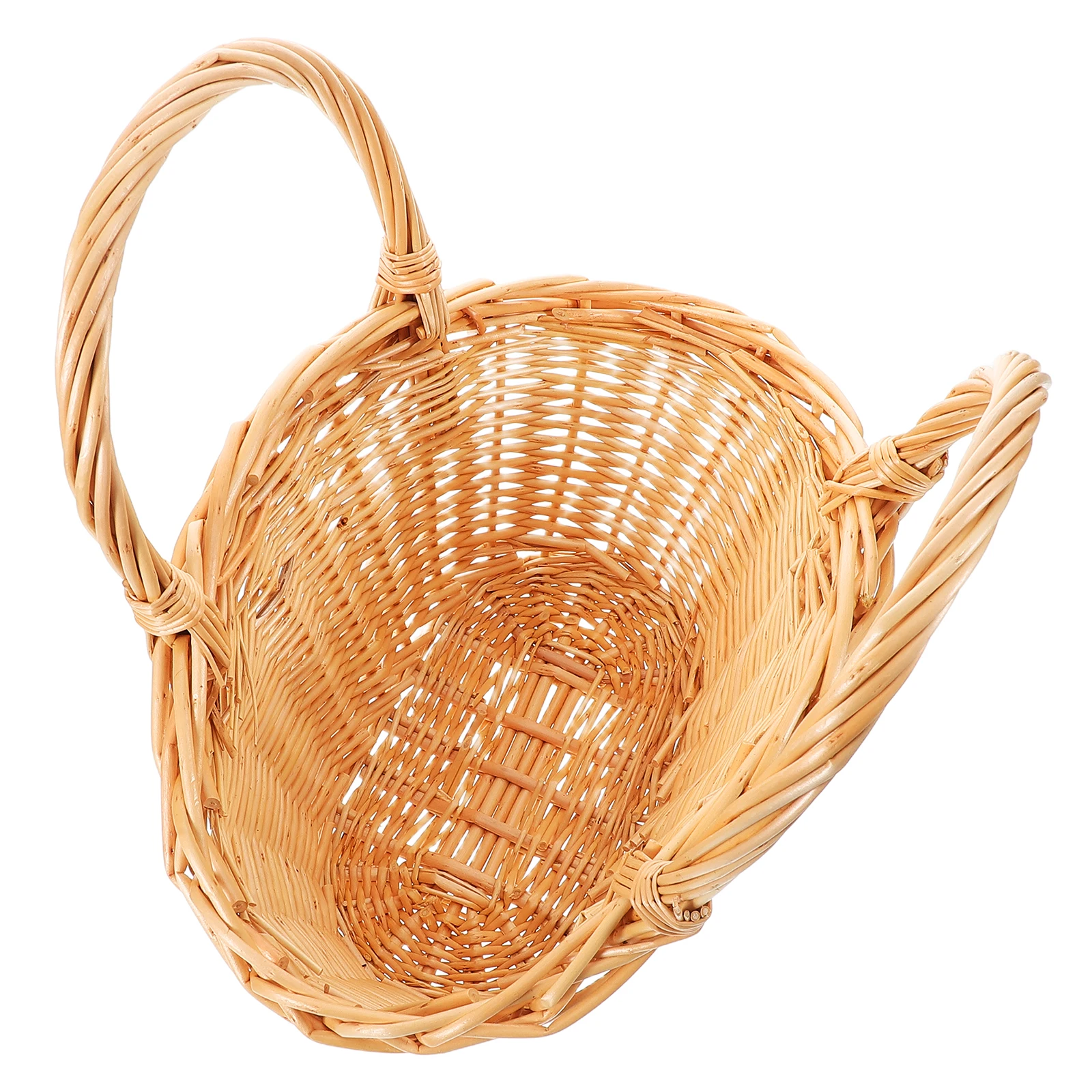 

Rattan Basket Comfortable Grip Large Capacity Portable Design Harvesting Storing Organizing Kitchen Pantry Picnic