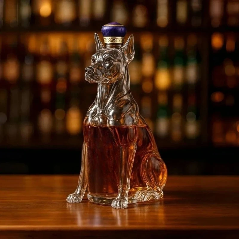 Whiskey Bar Wine Bottle Transparent Glass Dog Health Wine Container Wine Bottle Home Craftsmanship Decoration