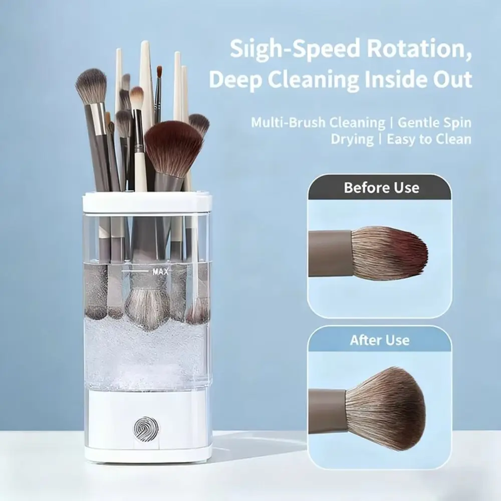 Transparent Makeup Brush Cleaning Machine Quick Drying Convenient Automatic Makeup Brush Cleaner High-speed Efficient Deep Clean