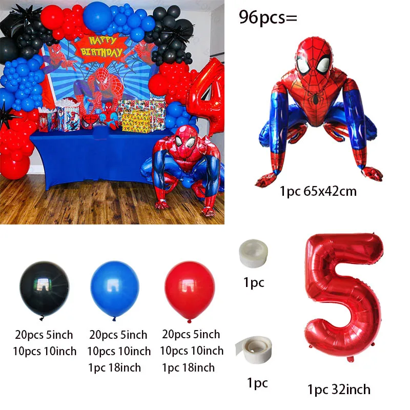 1Set Spiderman Palloncini Foil Ghirlanda Arco Kit Decorazioni per feste di compleanno Palloncini Numero 1 2 3 4 5 6 Gonfiabili Globos Giocattoli per bambini