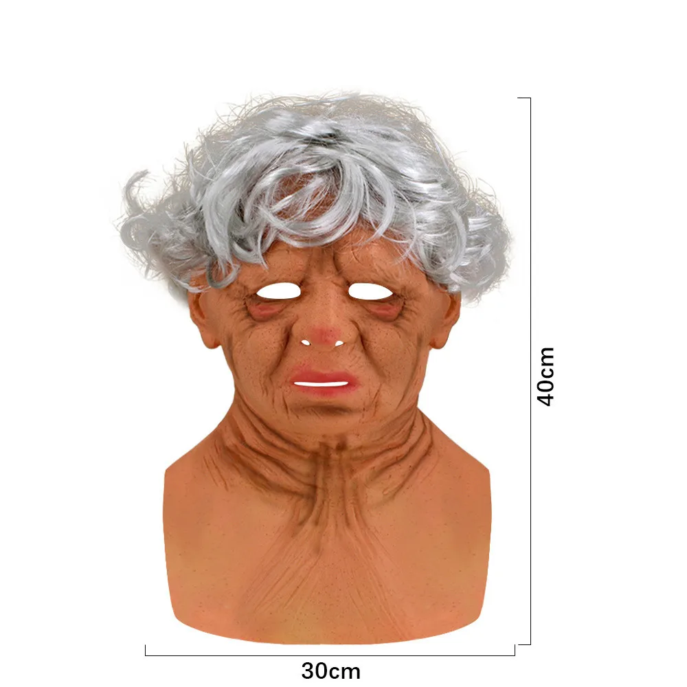 Halloween Realistische Alter-Mann-Maske, Gruselige Latex-Menschenmaske, Gruselige Falten-Halloween-Cosplay-Kostümmaske, Party-Requisiten – Detail 5