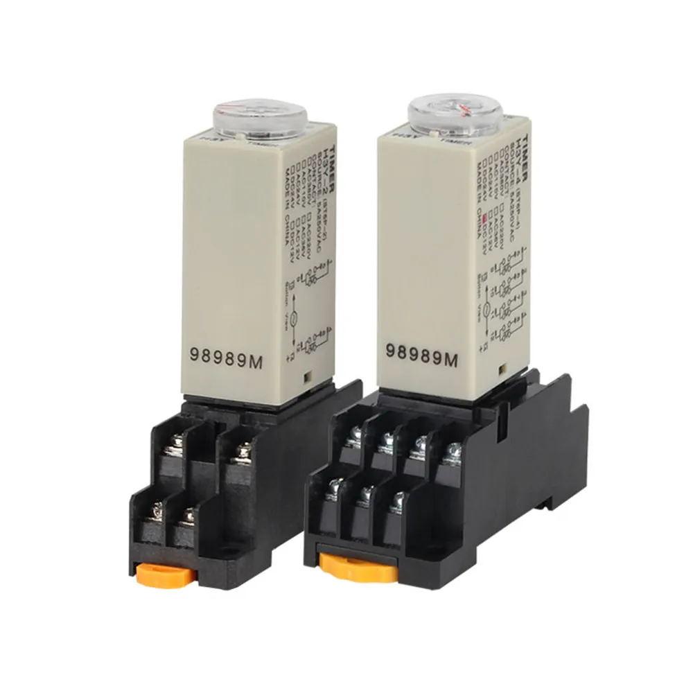 H3Y-2  AC 220V 110V 24V 12V DC24V DPDT Delay Timer Time Relay 1S/5S/10S/30S/60S/3M/5M/10M/30M/60M 8P 14P Terminals W Socket