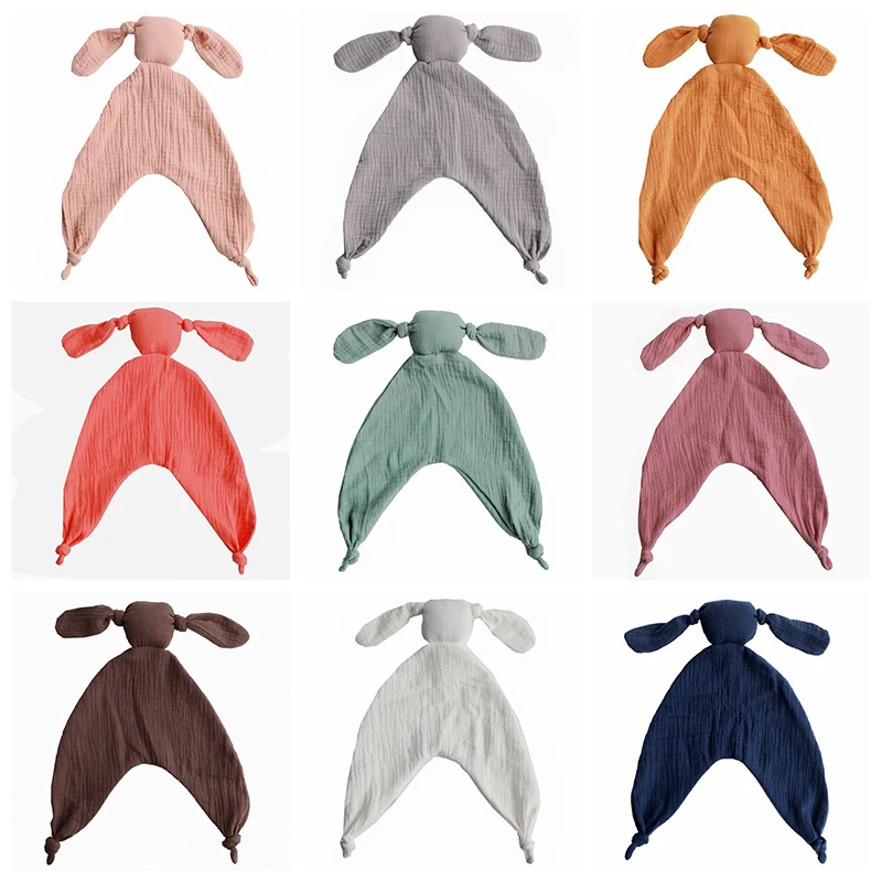 Cute Rabbit Muslin Baby Comfort Towel Cotton Comforter Blanket Soft Newborn Cuddling Dolls Kids Fashion Sleep Toys Appease Towel