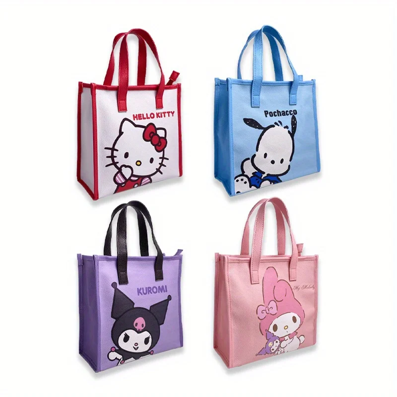 1 piece Sanrio HELLO KITTY, KUROMI, My Melody, Cinnamoroll cartoon handbag girl heart portable zipper handbag women\'s handb