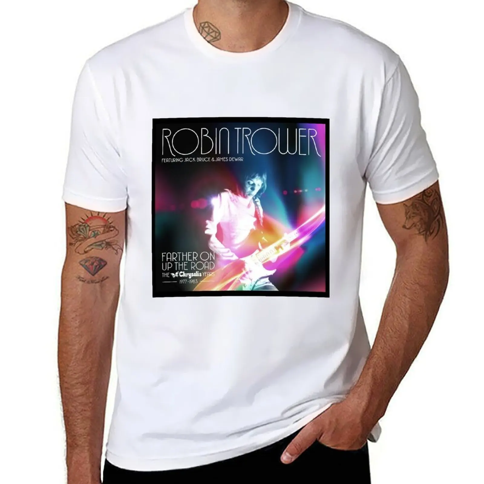 

Robin Trower the chrysalis years 19771983 farther on up the road T-Shirt men t shirt cotton 100% essential t shirt T-Shirt