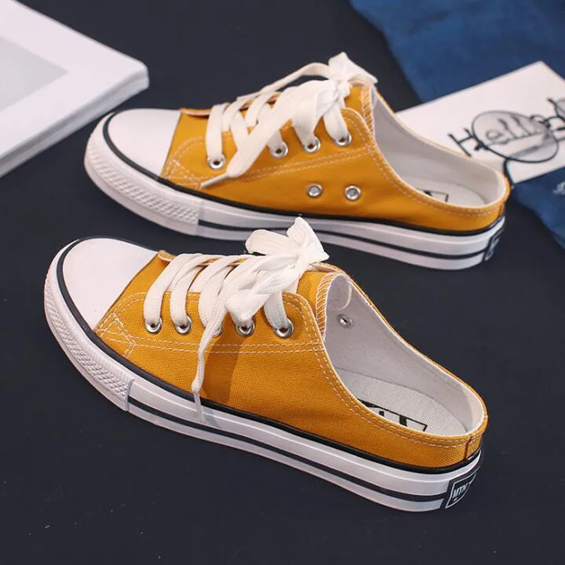 Women Canvas Shoes Low Slip-on Sneakers Female Flats Summer Slippers Casual Sneakers Spring Summer Loafers C692