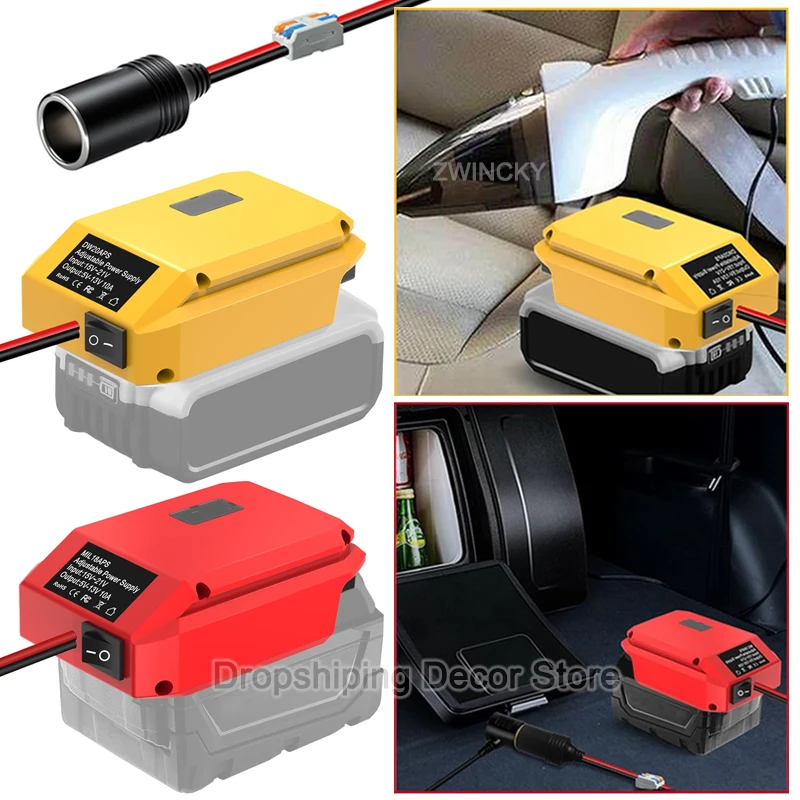 

Понижающий преобразователь постоянного тока от 18 В до 12 В для Dewalt/Milwaukee, адаптер прикуривателя, адаптер силового колеса для автомобильных холодильников, бытовая техника