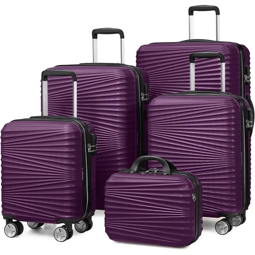 5-Piece Hard Shell Expandable Luggage Set with Spinner Wheels, Lightweight Travel Suitcases for Men and Women (14/18/20/24/28 in