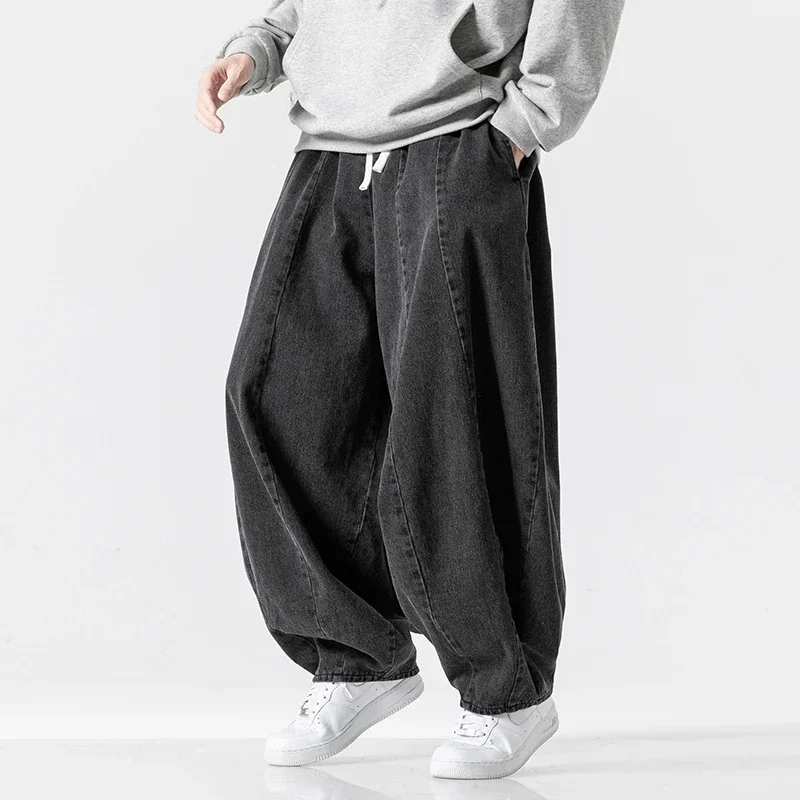 

Fashion Loose Cargo Denim Pants Male High Street Baggy Trousers Hip Hop Streetwear Men Harajuku Wide-leg Jeans Men Oversized