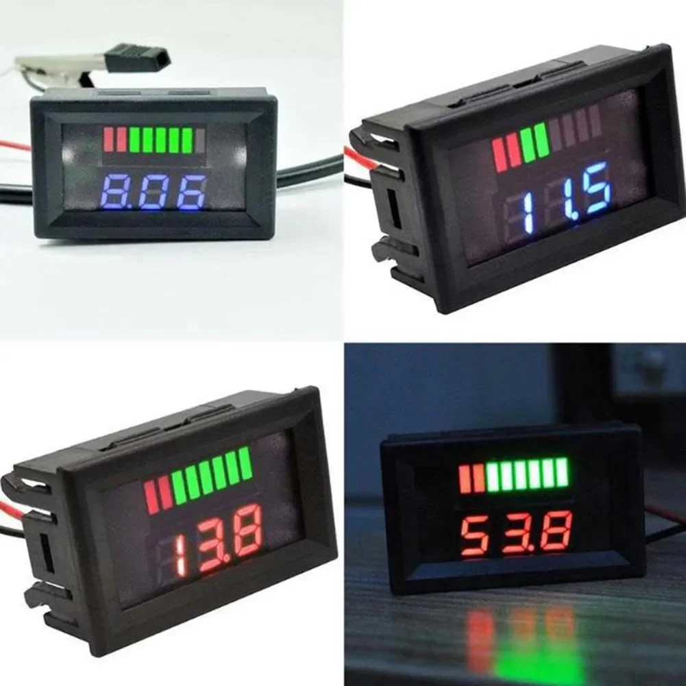 Auto-Marine-Motorrad-Voltmeter, digitales LED-Batteriemessgerät, farbenfrohe Leistungsstangen, großer Nutzungsbereich, einfach ablesbare Spannung