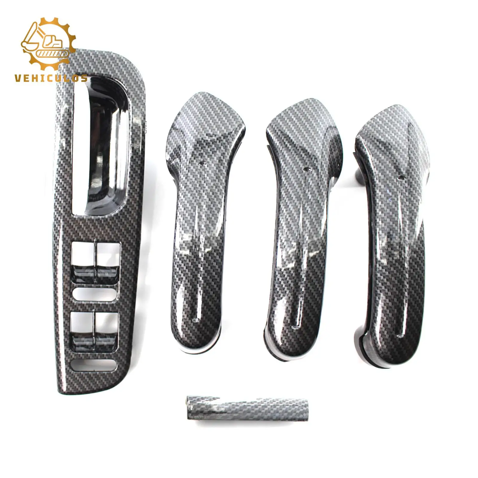 For VW Jetta Golf MK4 1999-2004 Interior Door Grab Handle Cover Trim Carbon Fiber Pattern 1J0867171A 5PCS Set