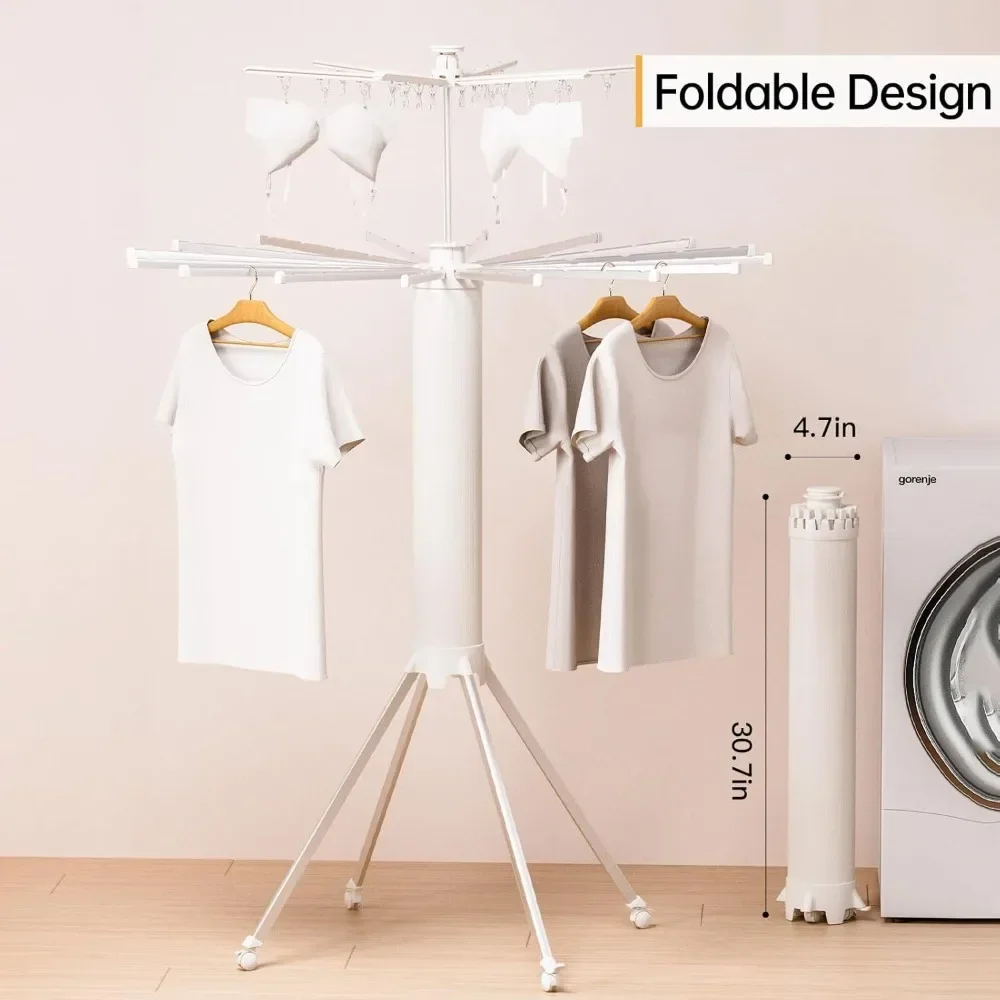 Four-Legged Clothes Drying Rack, Foldable and Portable Drying Rack, Suitable for Indoor, Outdoor, Poolside, Camping, Made of Alu