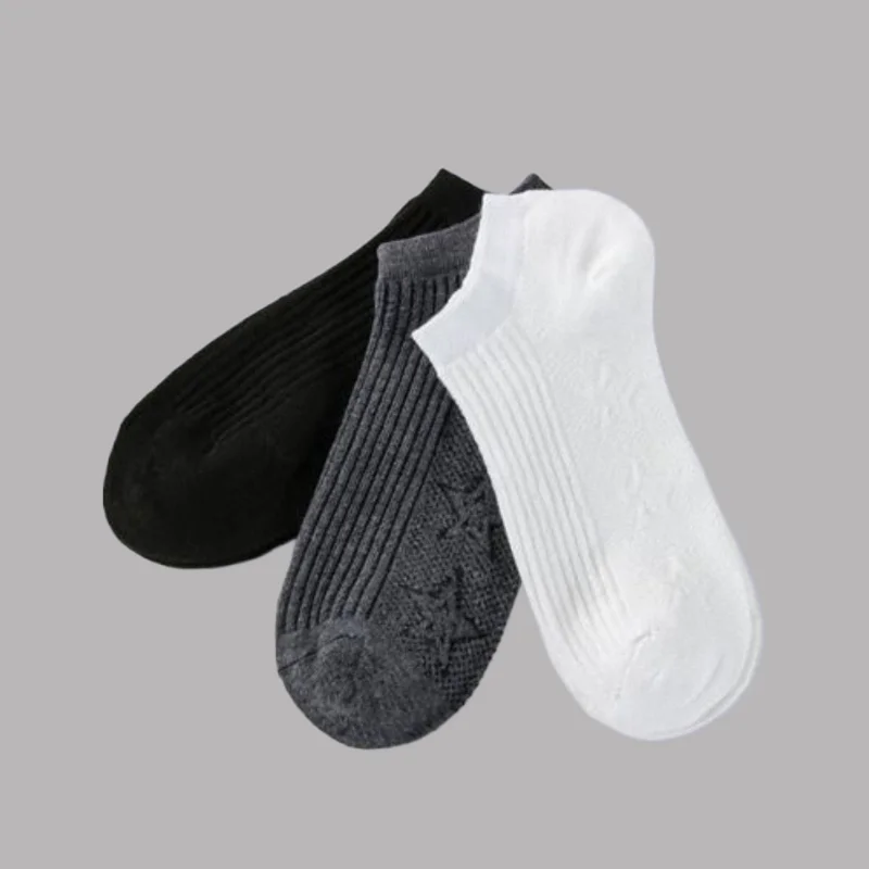 

5/10 Pairs New Men's Four Seasons Boat Socks Breathable Sweat-Absorbent Shallow Mouth Ankle Socks Striped Simple Casual Socks