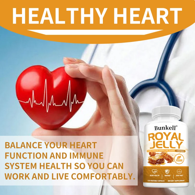 Royal Jelly - 1995 Mg, Supports Heart Health, Immune System, Skin Care, Cellular Health, Anti-Aging | Non-GMO, Gluten-Free