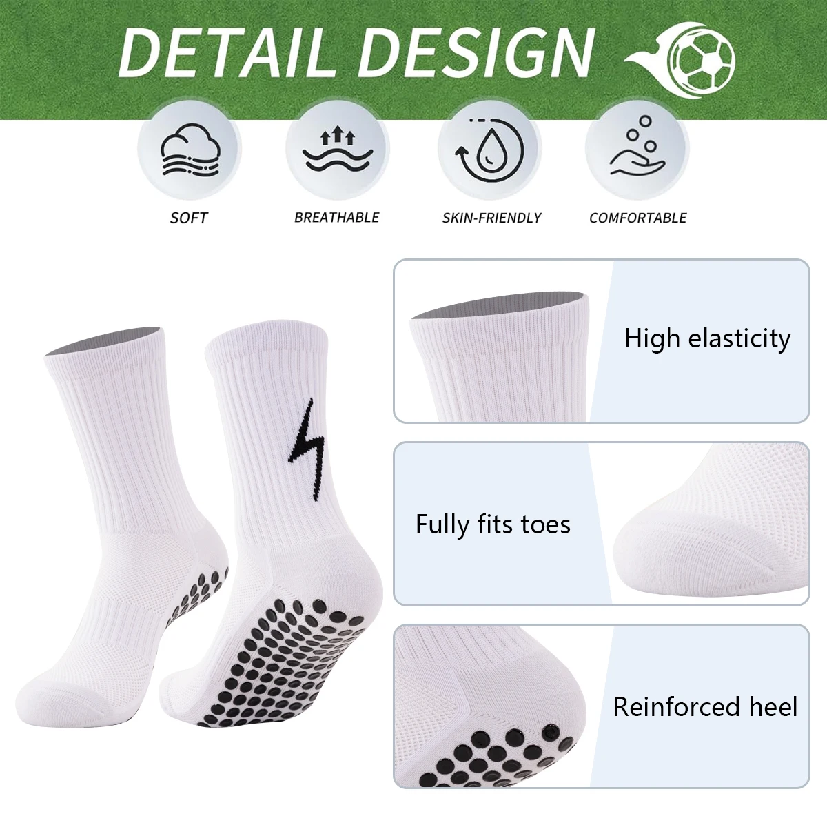 Juego de 3 piezas para adultos, calcetines de tubo corto gruesos, conjunto de correa de placa protectora de pierna para hombres y mujeres, dispensación de calcetines antideslizantes de Dios