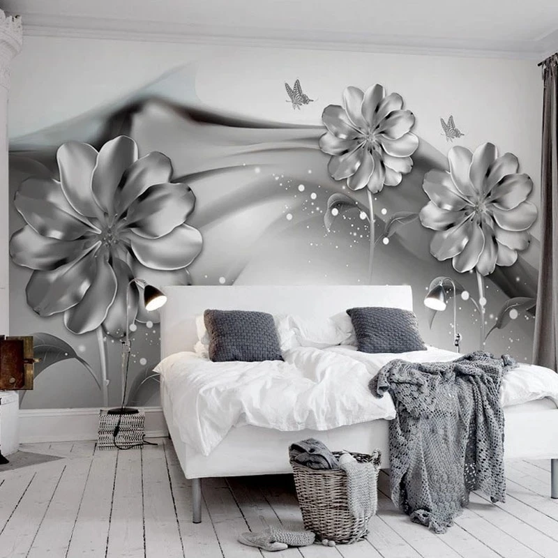 Custom Wallpaper 3D Abstract Ink Smoke Imitation Metal Flowers Mural Art Living room sofa TV background wall bedroom restaurant