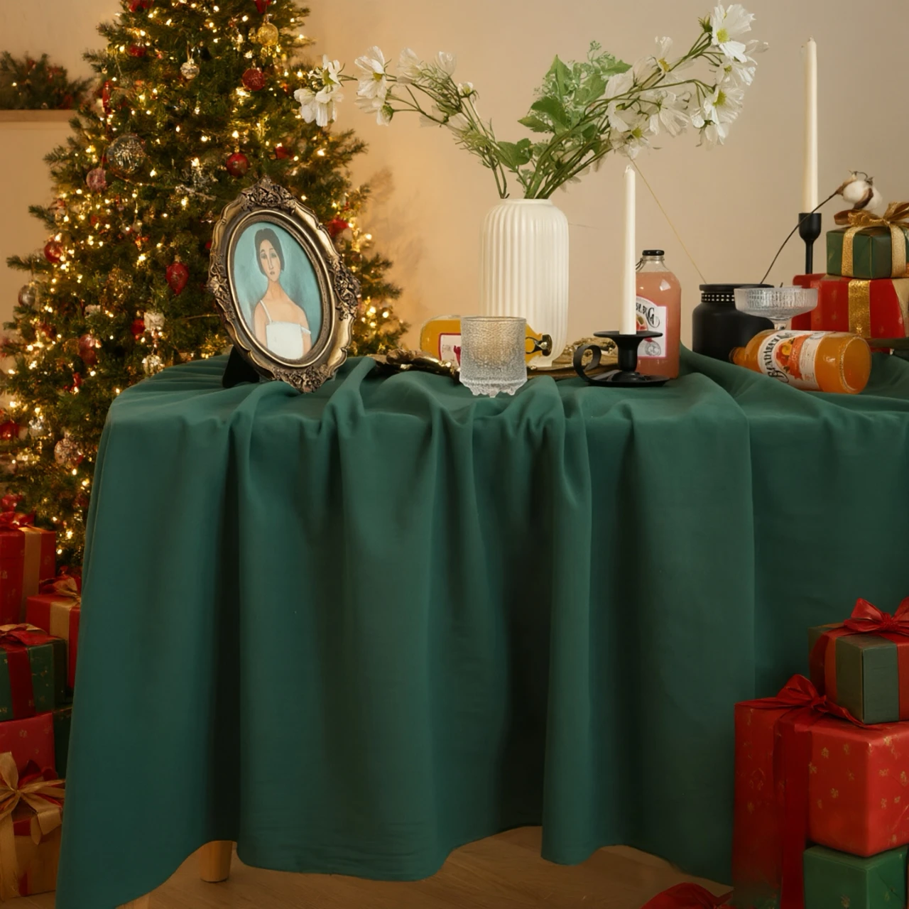 Vintage Solid Color TableCloths for Rectangle 100% Cotton Table Cover for Kitchen Wedding Banquet Tabletop for Parties Christmas