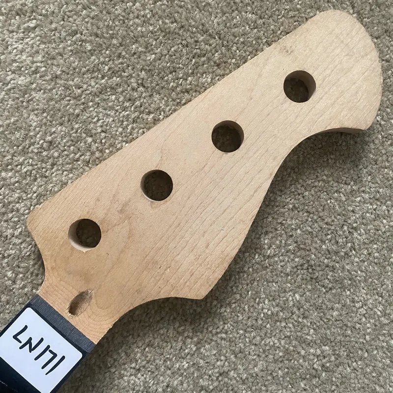 LN171  Raw Materials of Bass Neck Semi Finishing No Paints 4 String Electric Bass Guitar Neck No Frets