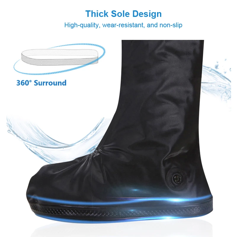 Verdicken Hohe Rohr Regen Stiefel Wasserdichte Schuhe Wiederverwendbare Motorrad Radfahren Fahrrad Im Freien Nicht-Slip Schuhe Abdeckungen Regendicht Schuhe co – Detail 5