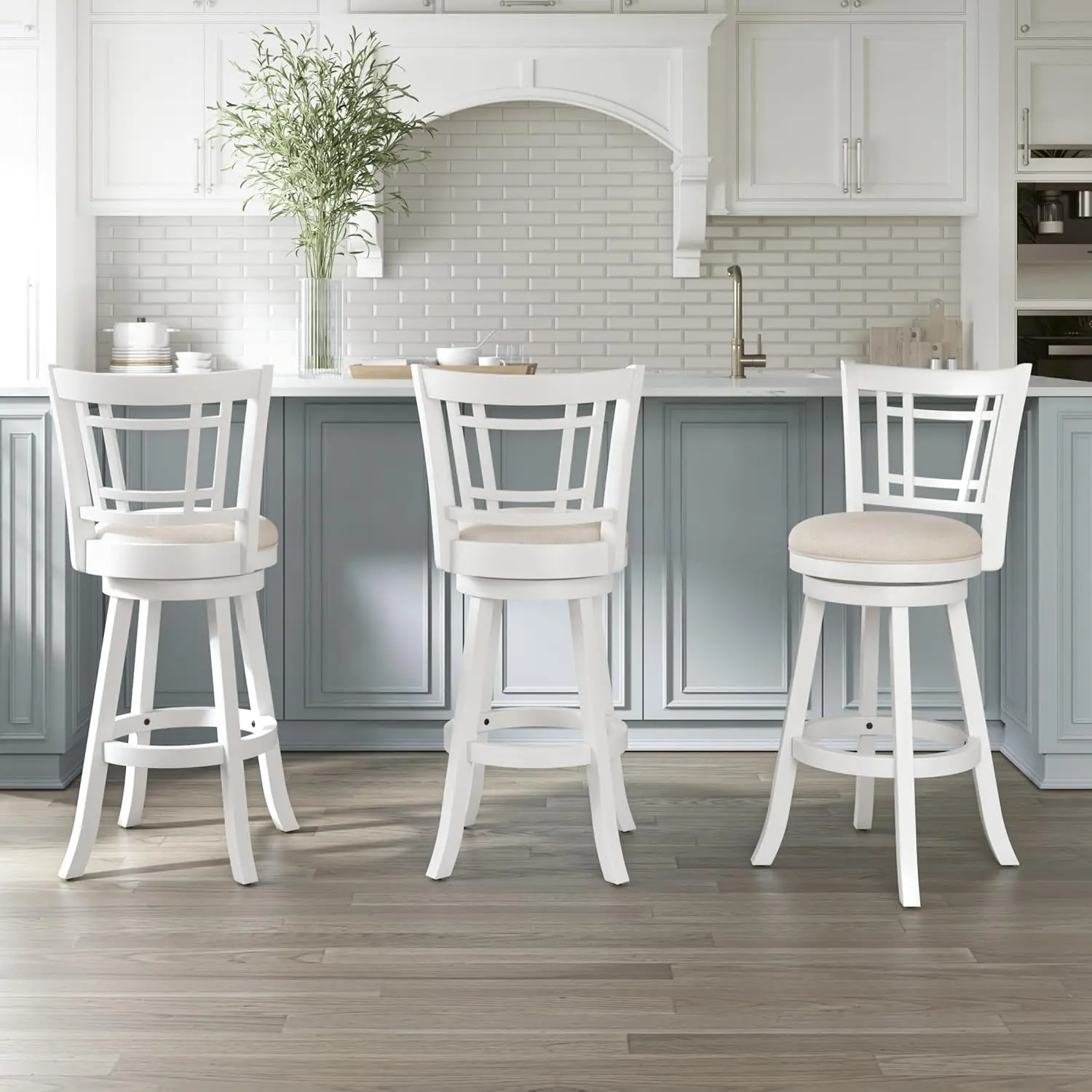 Bangku Bar putar cantik, kursi Bar, putih