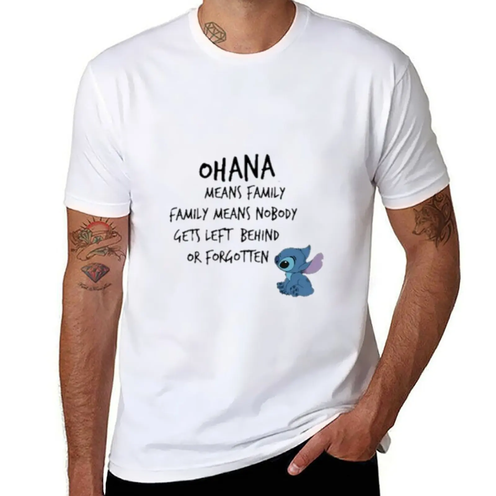 

Ohana stitch T-Shirt anime shirt graphic shirts sports fans mens white t shirts