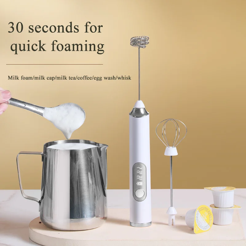 Coffee Frothing Wand Whisk，Electric Milk Frother Foam Maker, Portable Rechargeable Handheld Foamer, High Speeds Drink Mixer