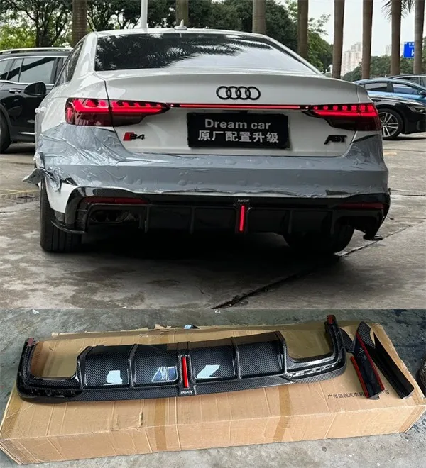 

For Audi A4L/S4 2020 2021 2022 2023 2024 ReaI Carbon Fiber Bumper Rear Lip Spoiler Kit