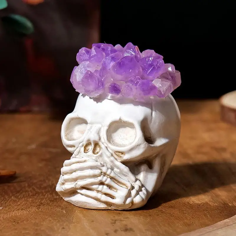 Amethyst Skull Ornament Skull Sculpture Statue Skull Statue Halloween Decor For Gardens