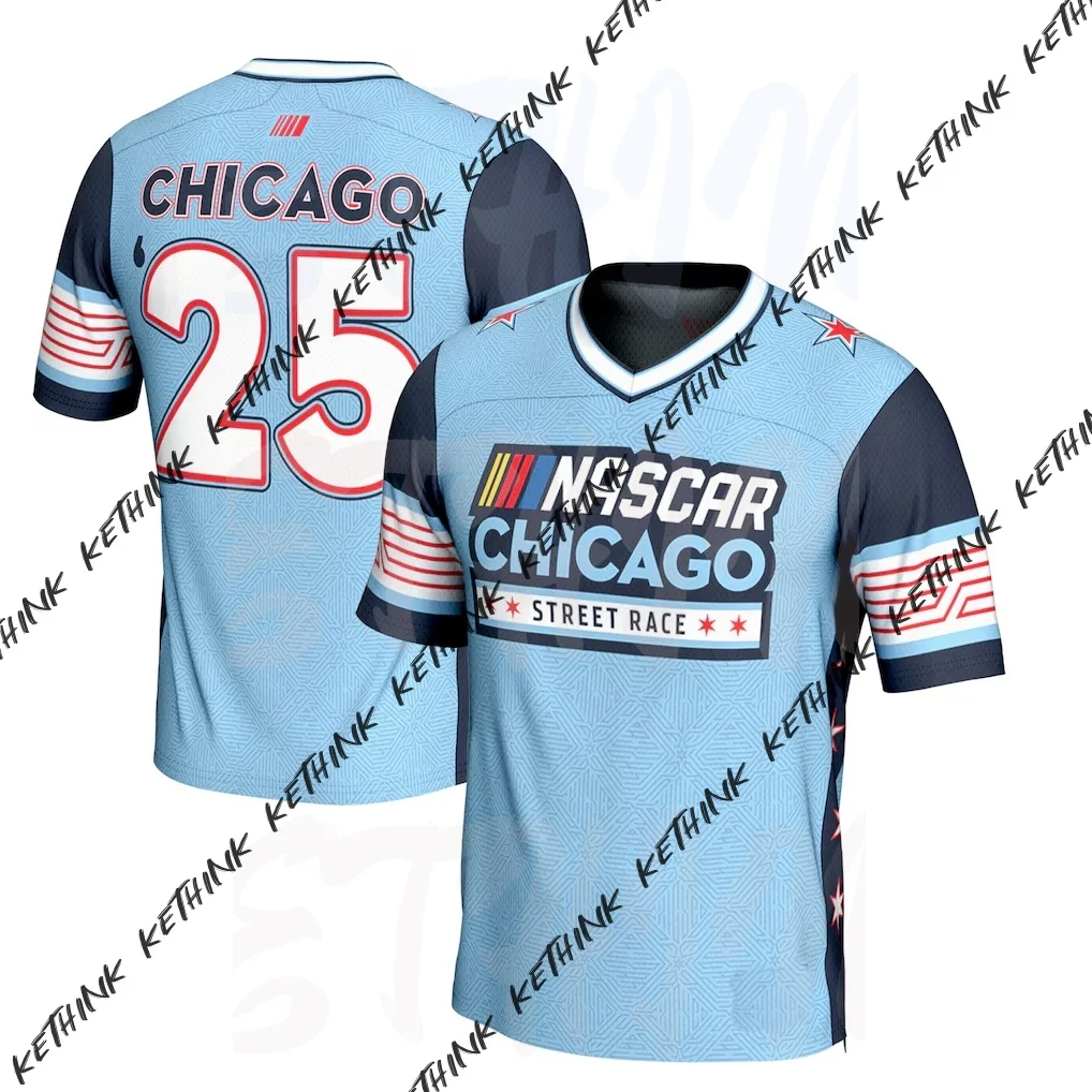 

2026 Новая футболка с 3D принтом, модный футбольный трикотаж Chicago Street Race ProSphere, свободная и дышащая футболка большого размера