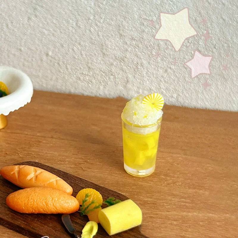 1/2 قطعة 1:12 مقياس دمية صغيرة الأناناس عصير شرب كوب نموذج مايكرو مصغرة المشروبات ديكور للطفل التظاهر اللعب اللعب #1