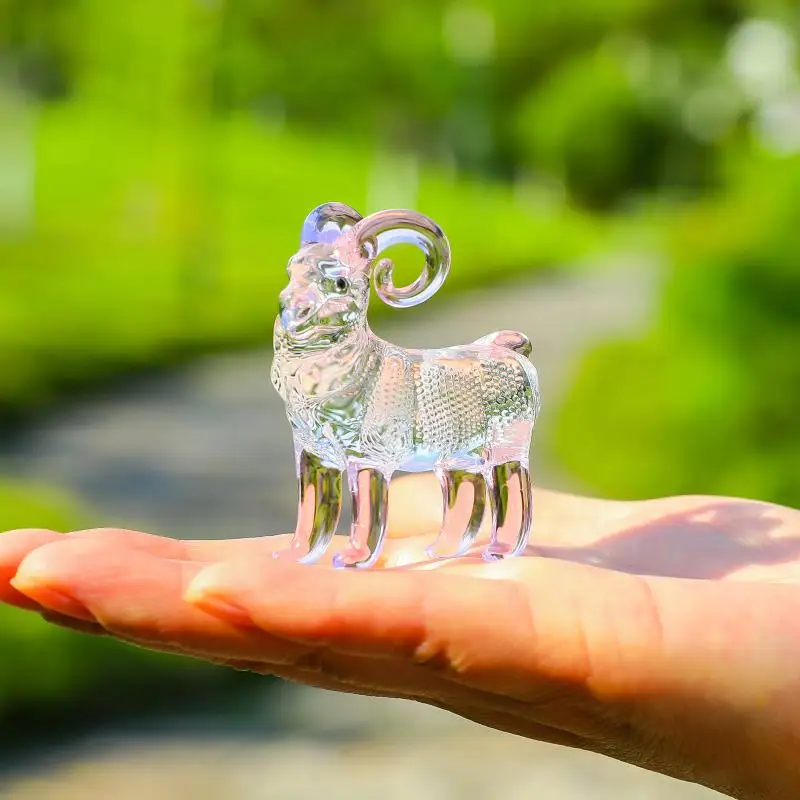 2027 Sternzeichen Schaf Kristallstatue Glänzende Handgefertigte Schaffigur Kunstobjekt für Wohnzimmer Schreibtischdekoration Festgeschenk für – Detail 6
