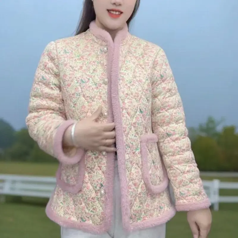 

Plush Lined Thickened Winter Women Coat, Chinese Floral Padded Jacket | New Year Cotton Coat for Ladies