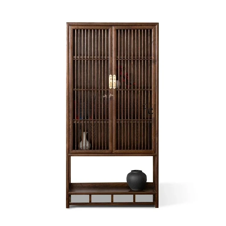 S New Chinese Zen Bookcase Old Elm Clothes Closet North America Walnut