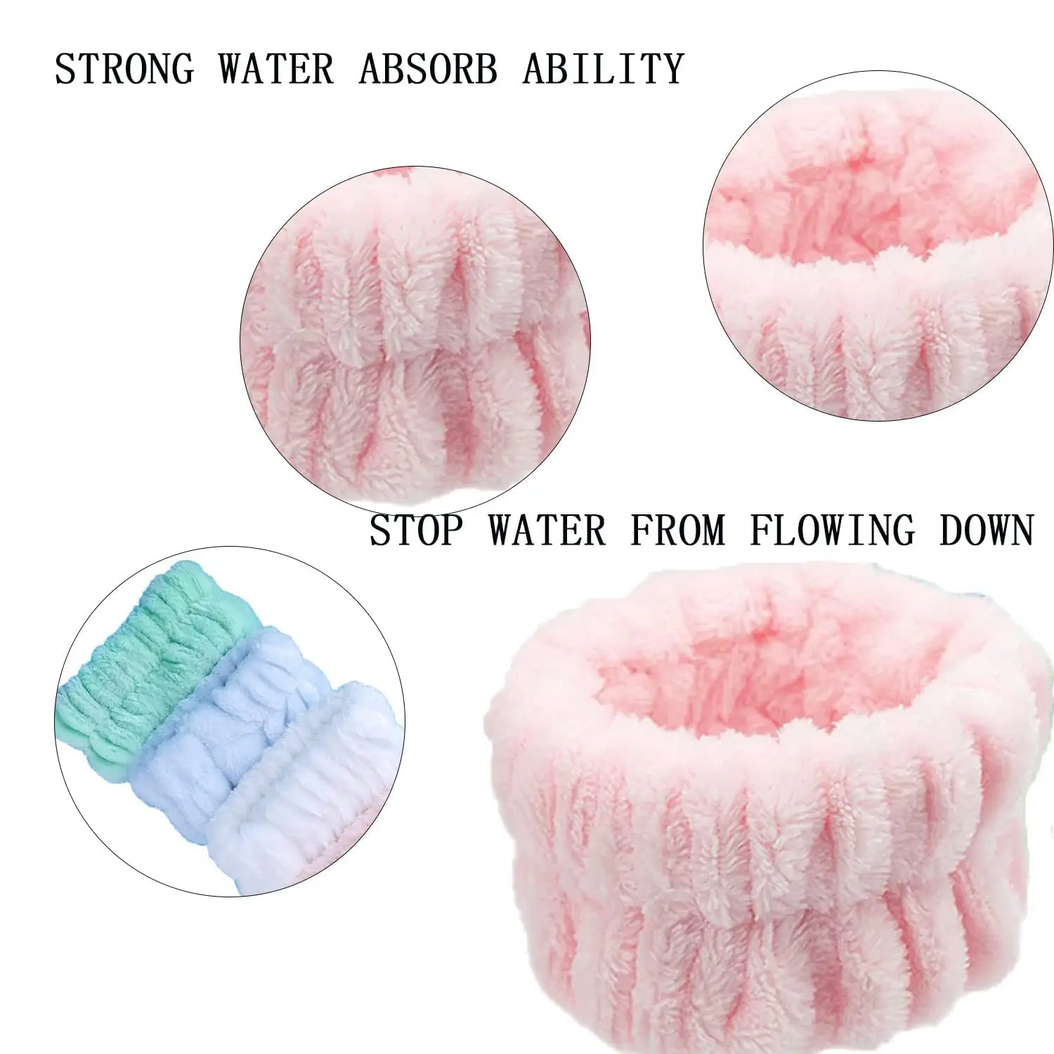 Wrist Washband Microfiber Wrist Wash Towel Band Wristband Scrunchies for Wash Face Absorbent Wrist Sweatband for Women Headband