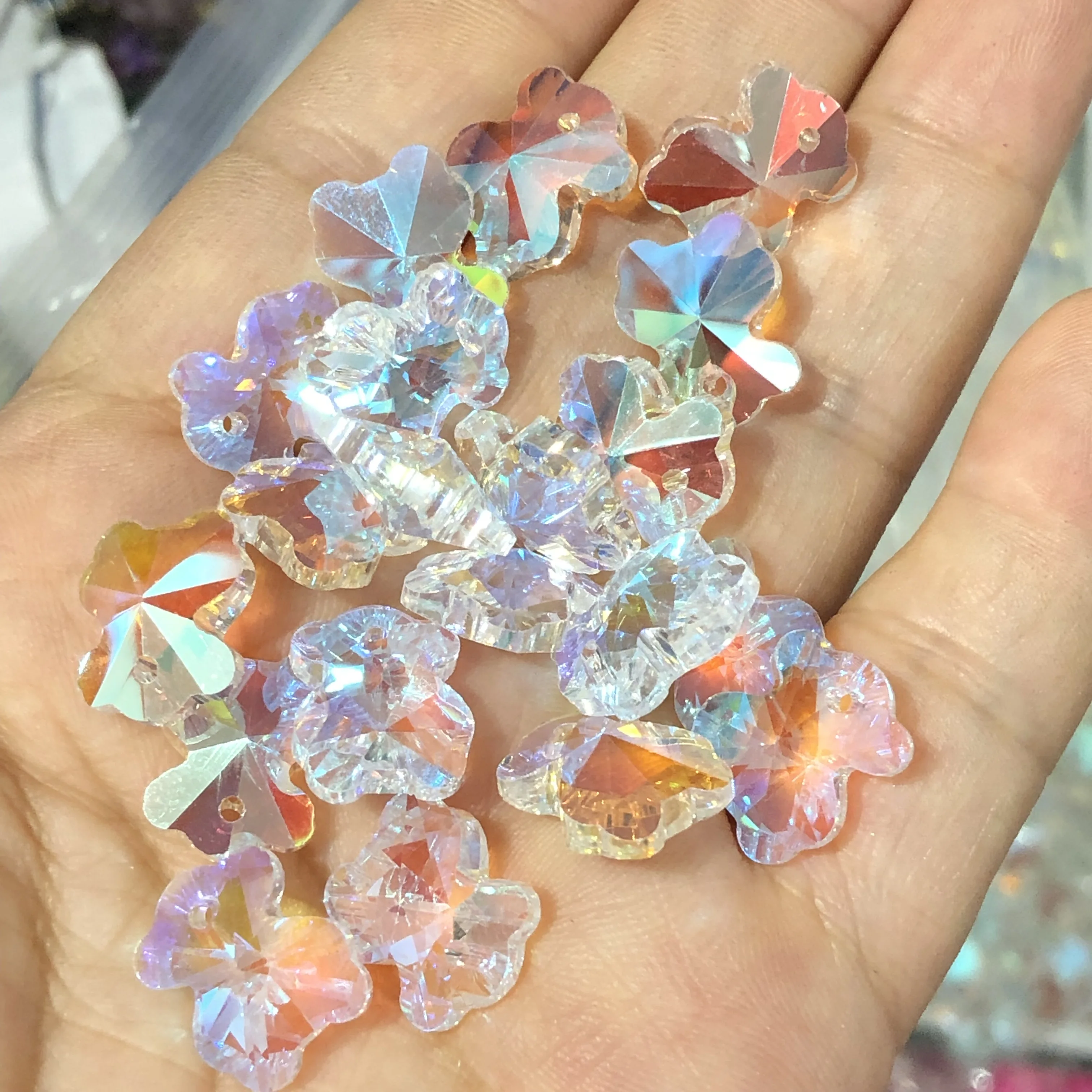 14mm Upscale Import AB Rainbow Austra Crystal Glass Bead Bear Shape Earrings Loose Beads for Jewelry Making DIY Accessories