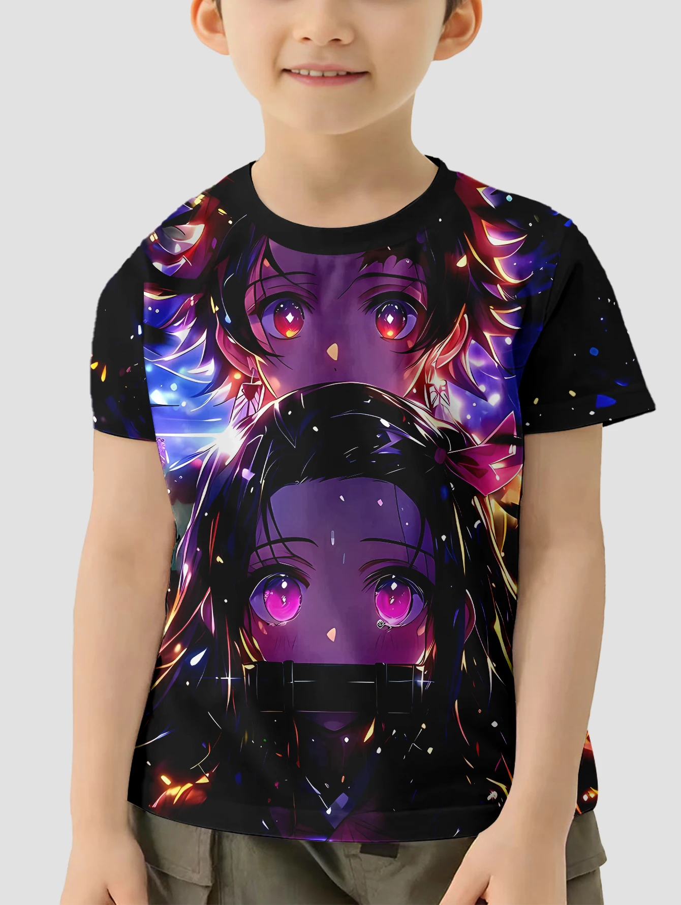 ثلاثية الأبعاد طباعة الساخن أنيمي D-DemonS S-SlayerS ملابس الطفل 5 إلى 14 سنة الذكور الملابس في الهواء الطلق للأطفال صبي فتاة الطفل تي شيرت #5