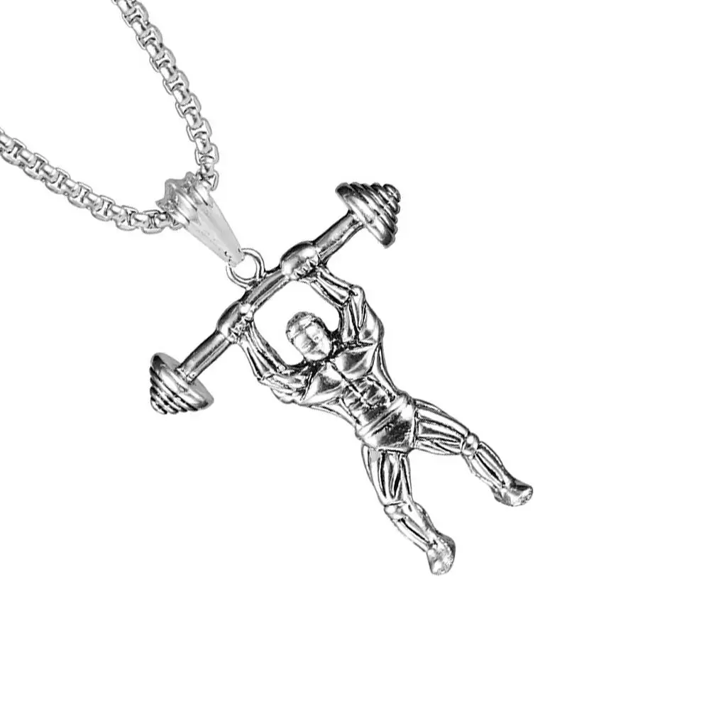 

Athlete Necklace Necklace Titanium Steel Barbell Chain Bodybuilding Jewelry