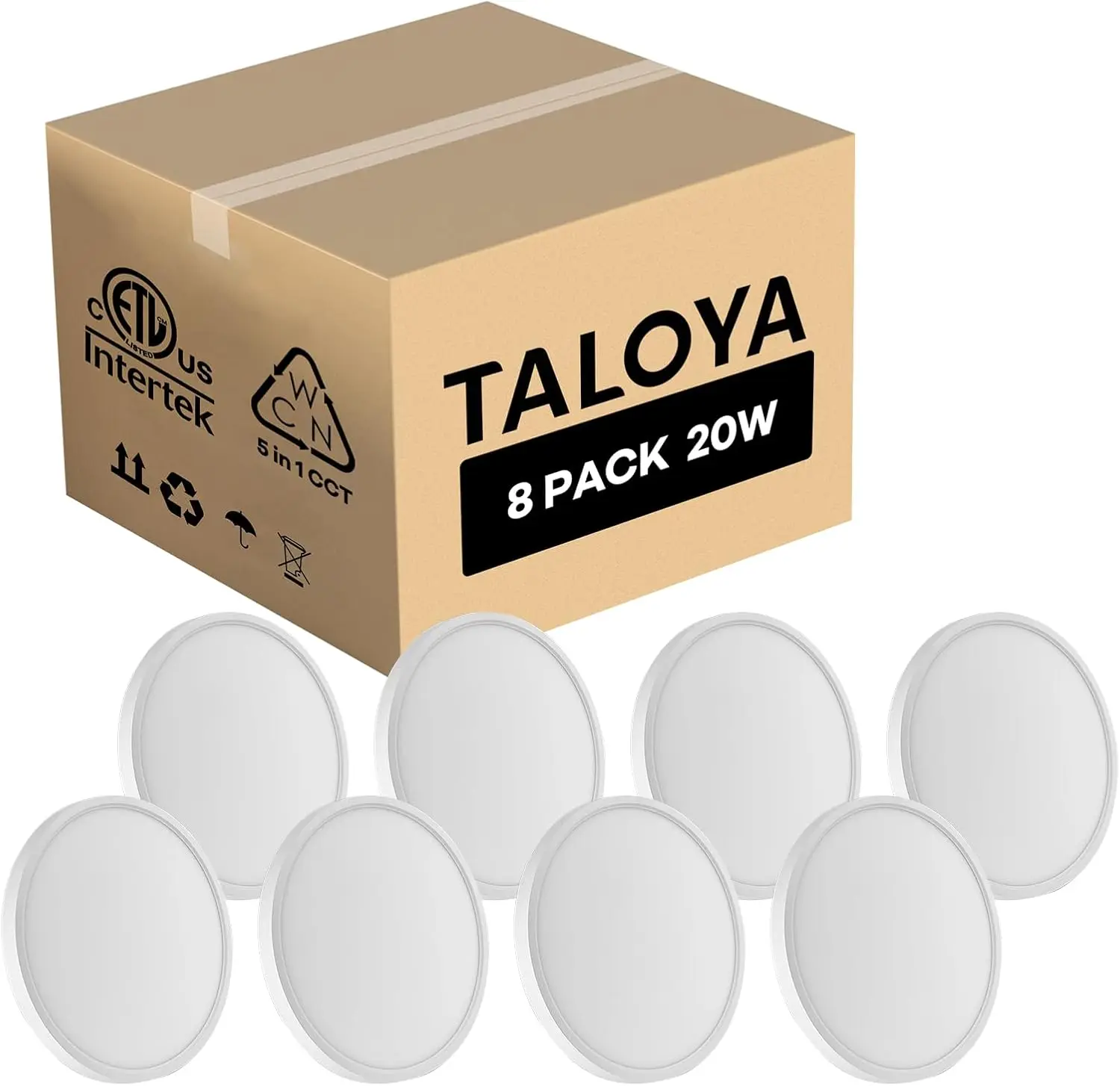 Taloya-Lámpara Led de techo de montaje empotrado, accesorio ultrafino de 10 pulgadas, 5 colores seleccionables, 200 LW, 20W, paquete de 8 unidades