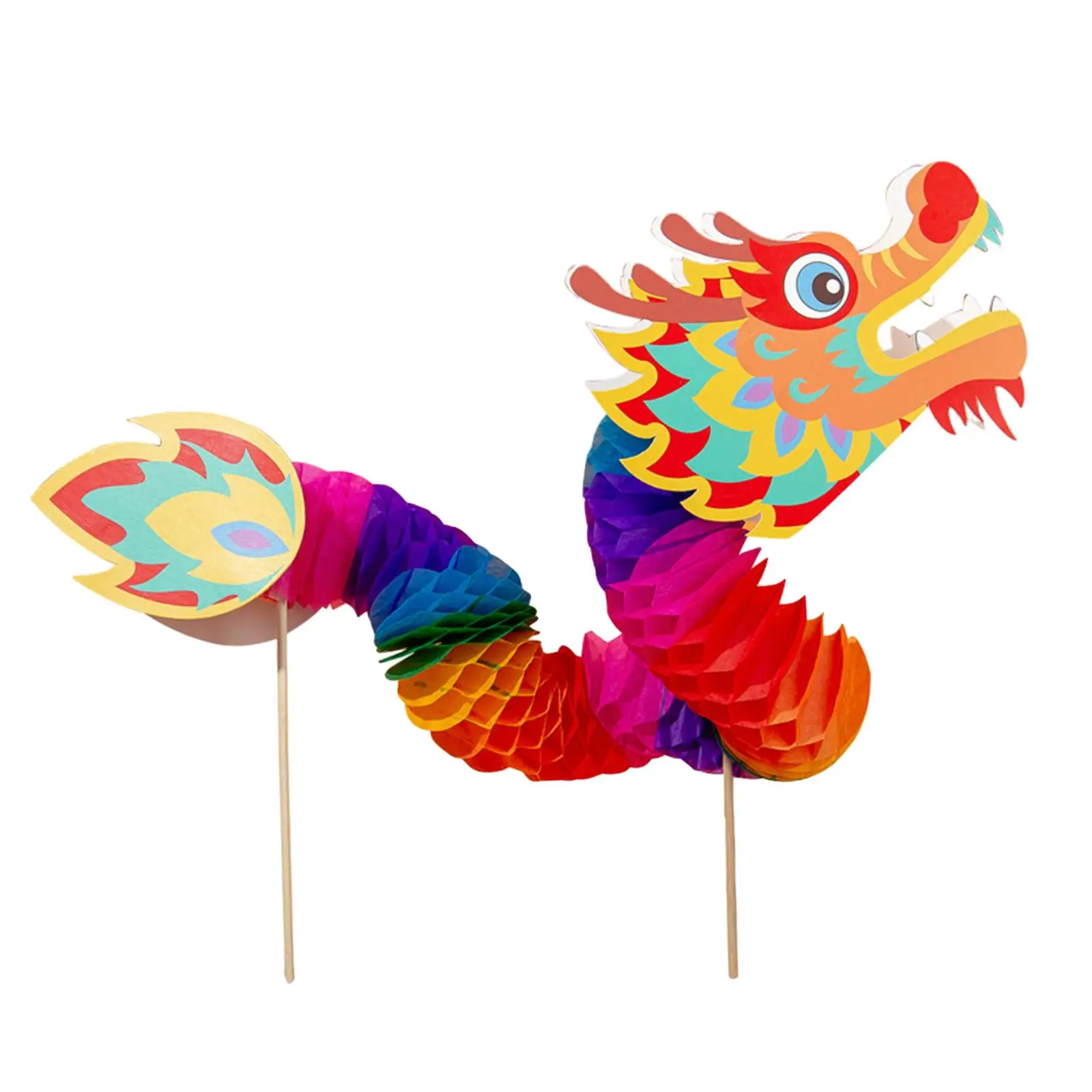 Chinese Paper Dragon DIY Craft Materials 3D Kids Toy Folded Tissue Toys for Park