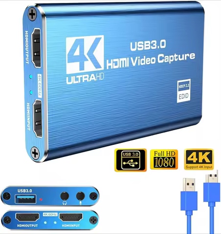 4K USB 3.0 Video Capture Card HDMI-compatible 1080P 60Hz HD Video Recorder Grabber For PS4 OBS Game Recording Live Streaming