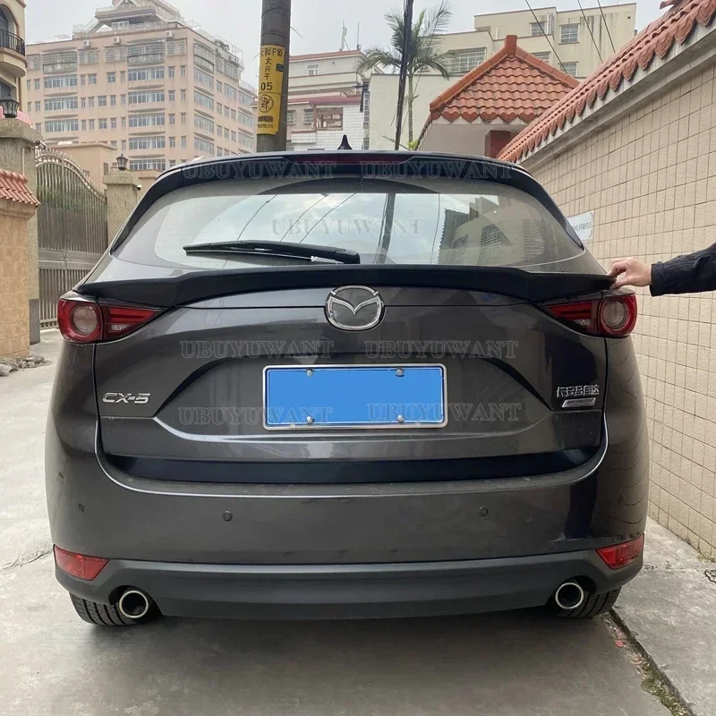 For Mazda CX-5 CX5 2017 2018 2019 2020 2021 Rear Middle Carbon Fiber Trunk Lip Wing Black White Spoiler Car Styling view 5