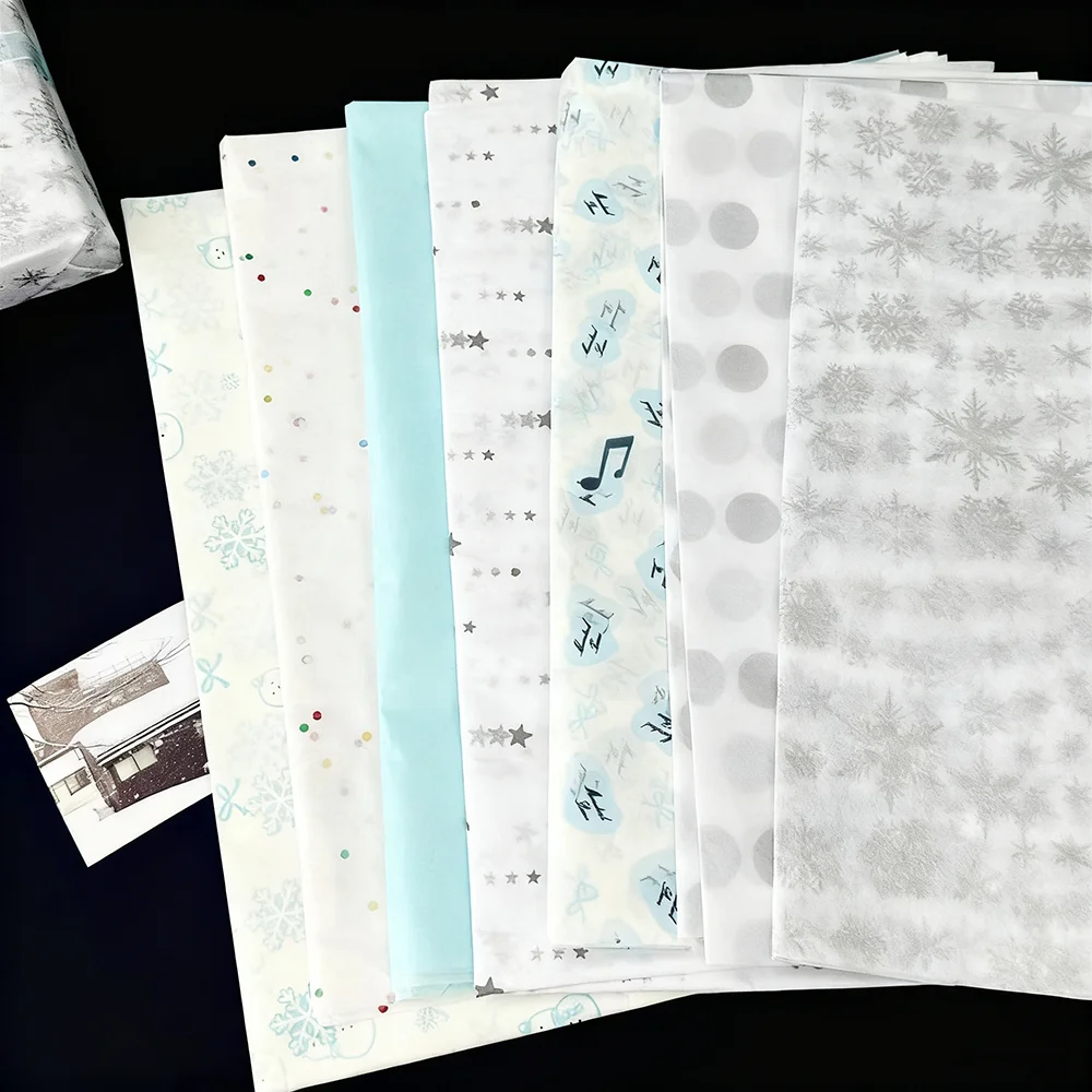 

Ins Style High Beauty Blue White Winter Series Snow Pear Paper Collection DIY Large Sheet Decorative Gift Wrapping Paper