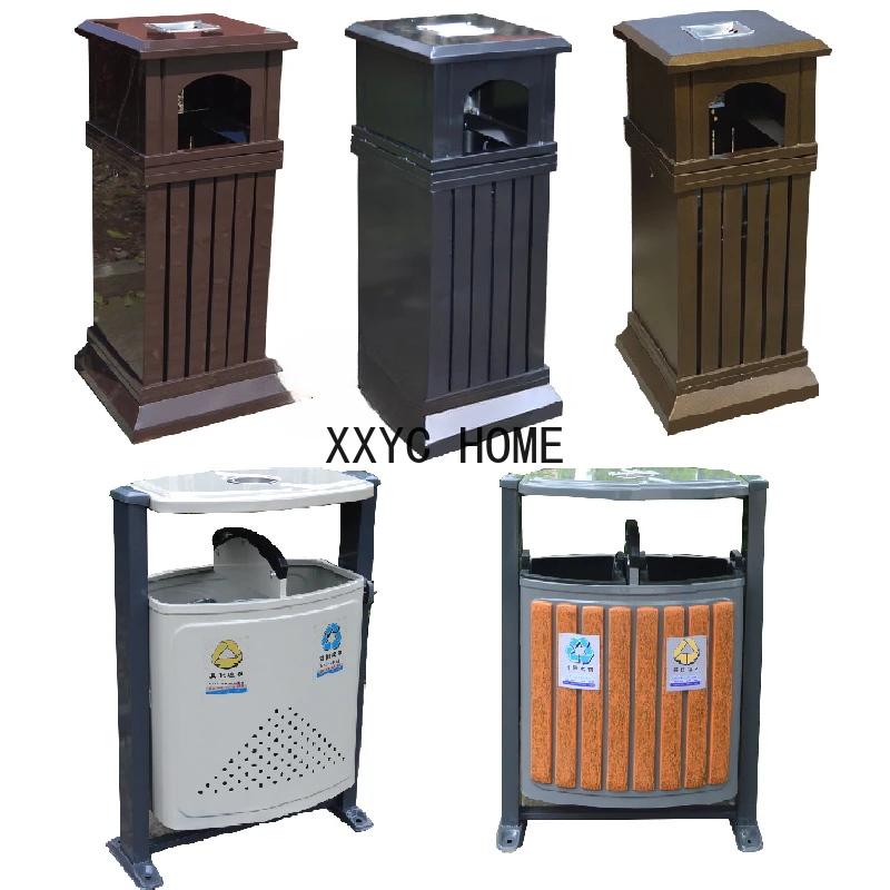 

TT Outdoor Trash Bin Large Trash Can Classification Scenic Spot Sanitation School Outdoor Steel Wood Park