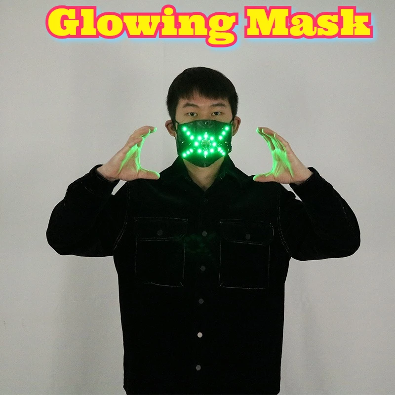 LED Glowing Mask Light Up Party Cosplay Rave Stage Performance Props Fluorescent Festival Rave Club Night Halloween Christmas